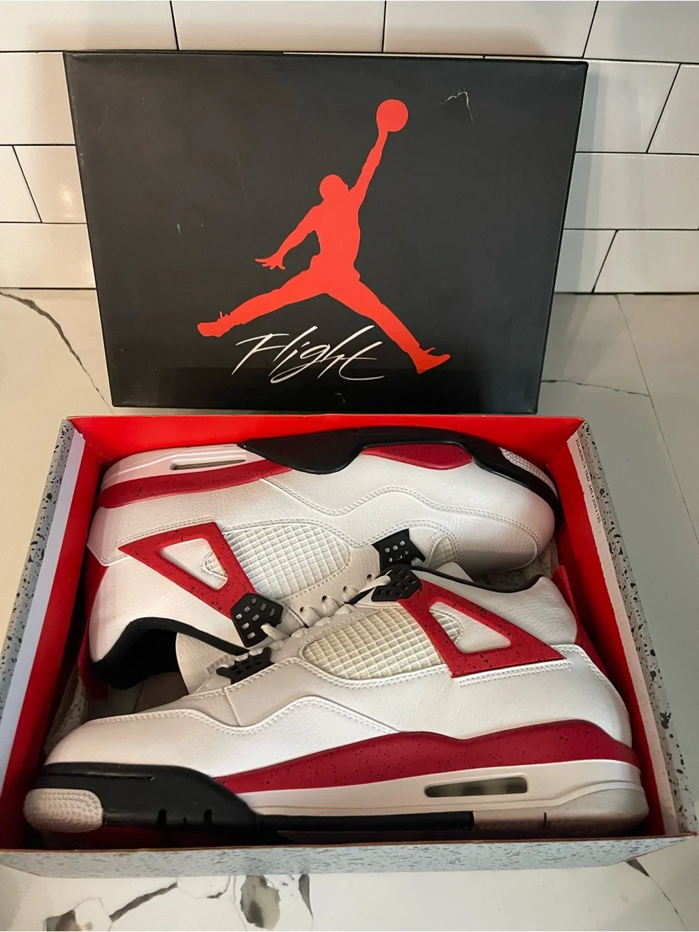 Men’s Retro 4 Red Cement Size 14.